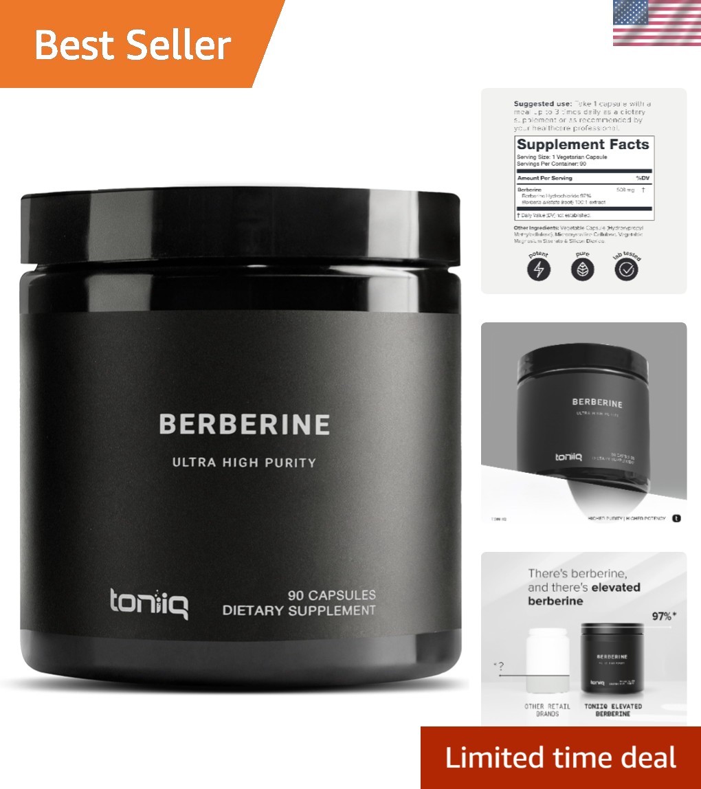 Ultra High Strength Berberine HCl 90 Capsules - 500mg Wild-Origin from Himalayas