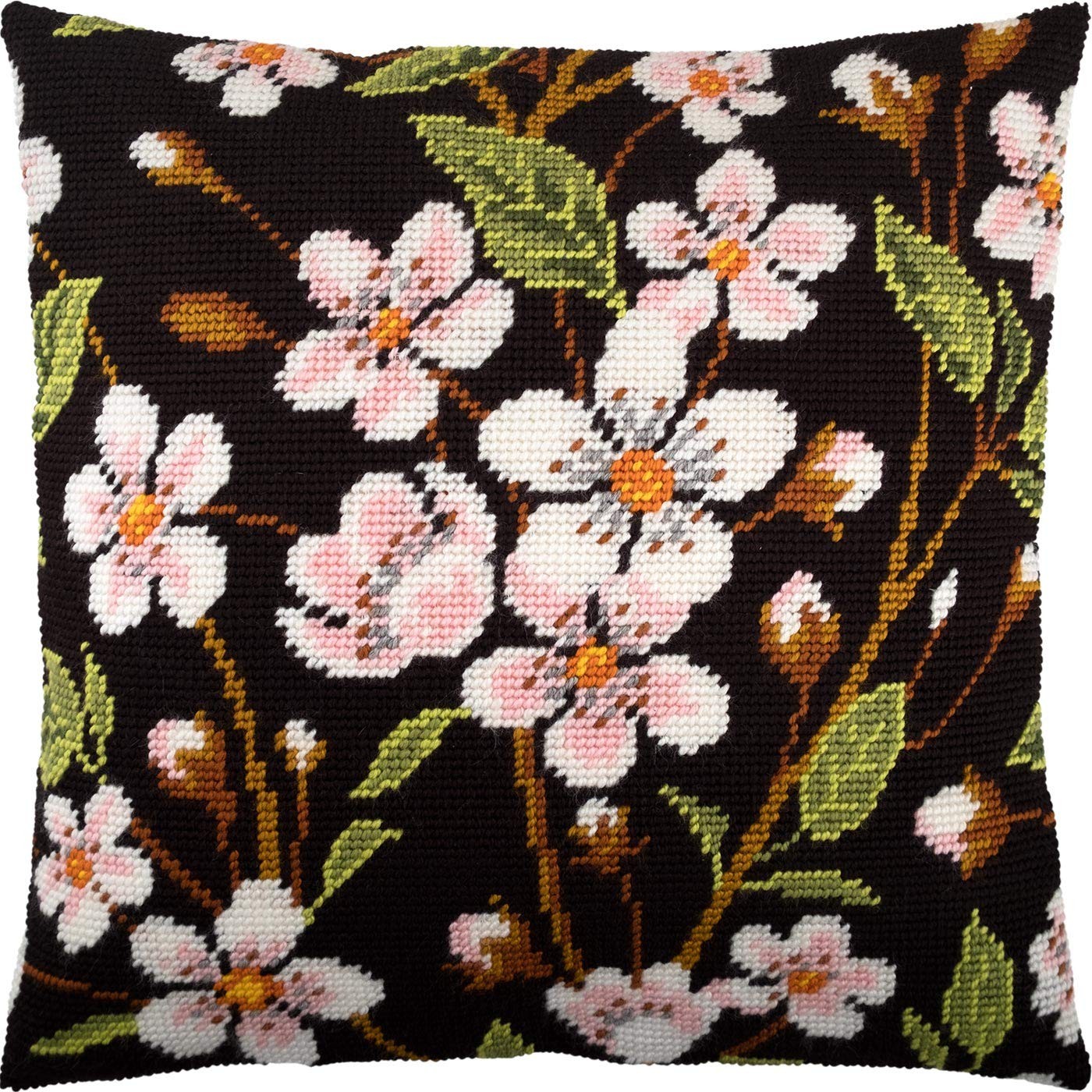 Cherry Blossoms. Needlepoint Kit. Throw Pillow 16×16 Inches. Printed Tapestry...