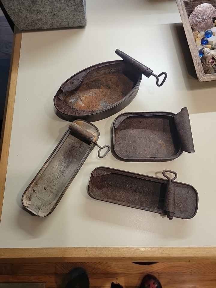 Very Old rusted Sardine Cans Dug Up In The Desert Of Central Calif. Lone Pine