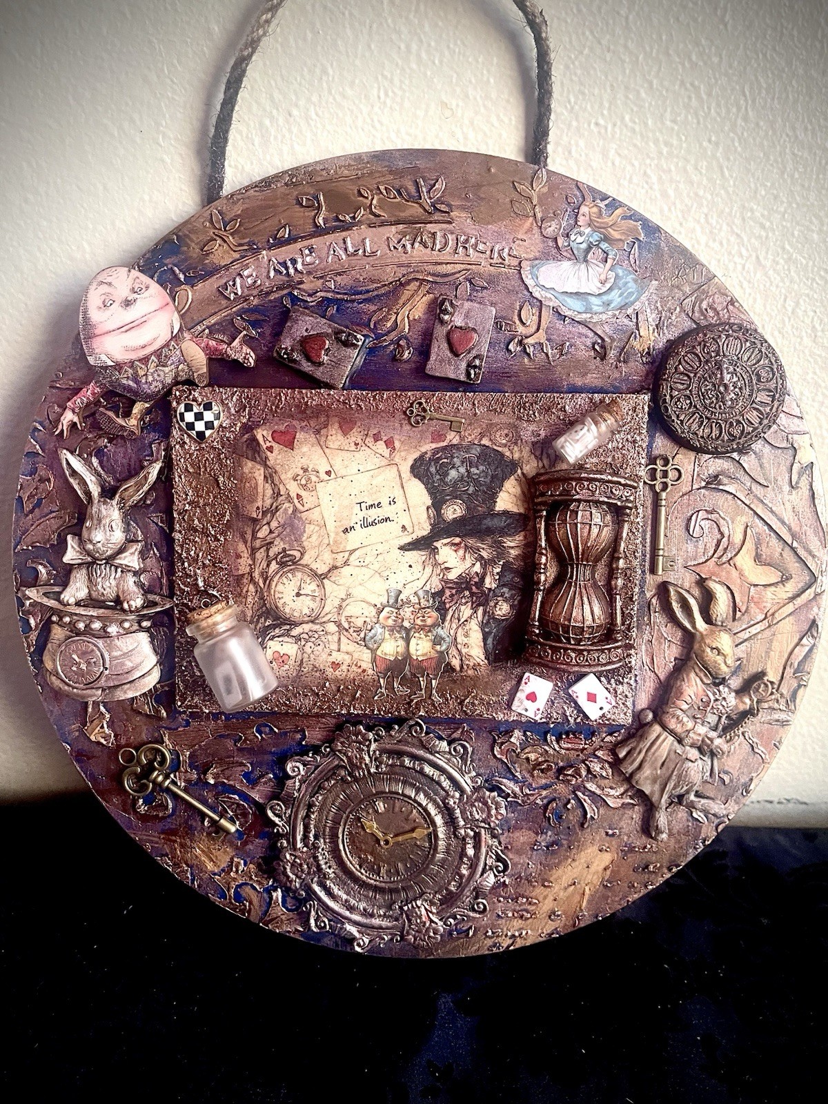 Mad Hatter Mixed Media Handmade Art