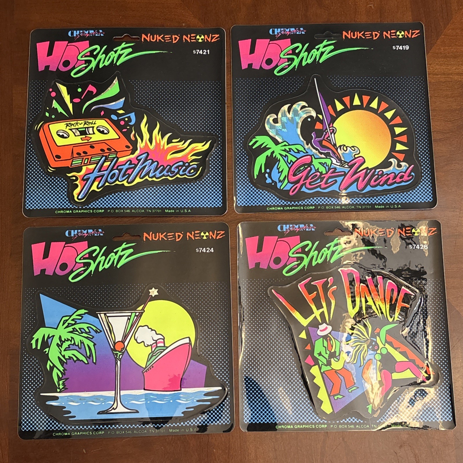 Vintage 90s Hot Shotz Holographic Decal Sticker Lot Chroma Graphics Neonz 80s