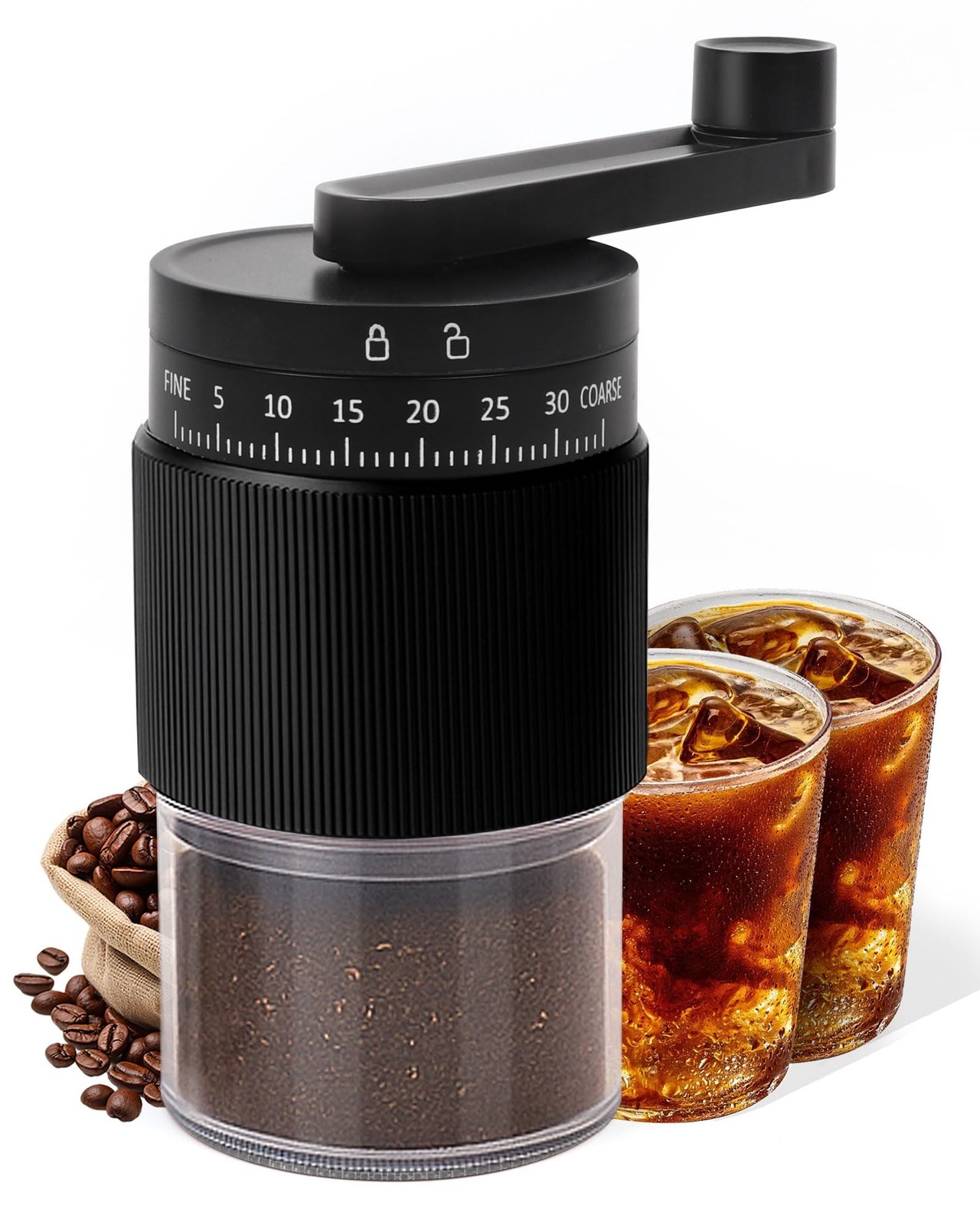 Manual Coffee Grinder with Ceramic Burr, 40g Capacity,35 Large, Black 