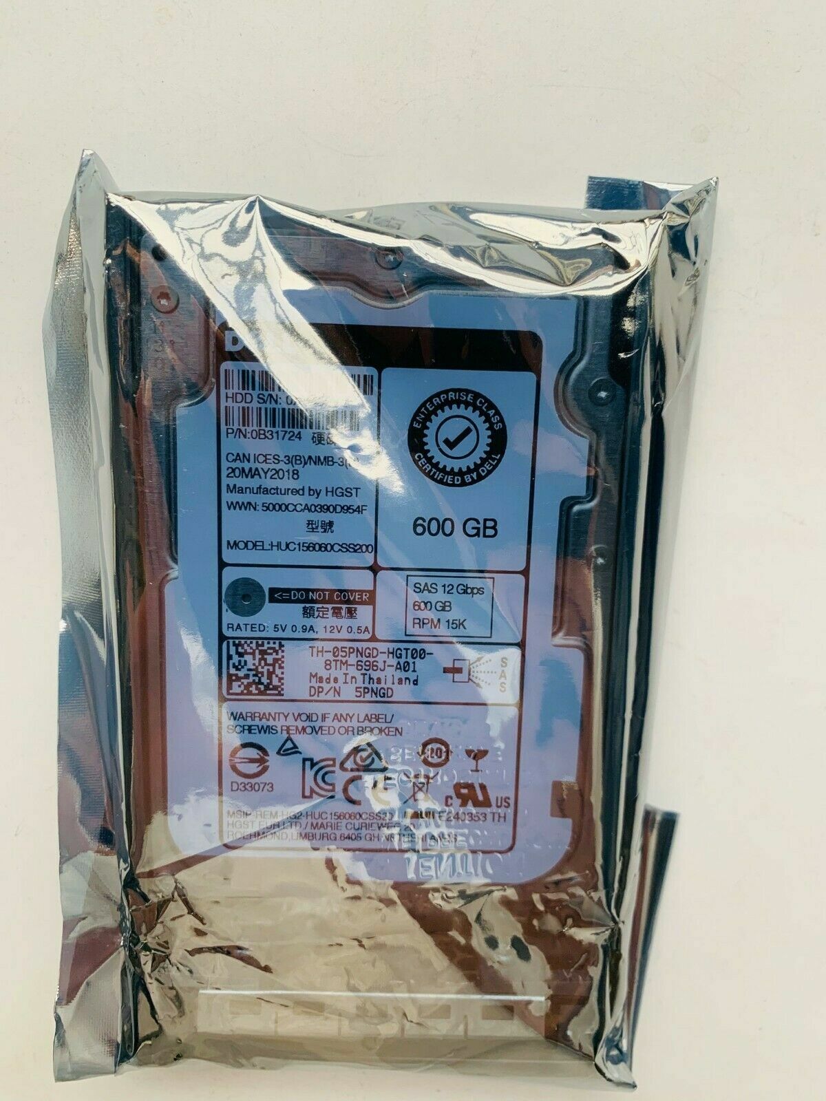 Dell 600GB 15K SAS 12G/S HDD 2.5 SFF R710 M710 R720 R720xd R730 R730xd R810 R815