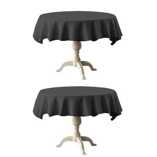 TWINPRET Round Tablecloth 40 Inch,Waterproof Washable 2 Pack 40" (Round) Black