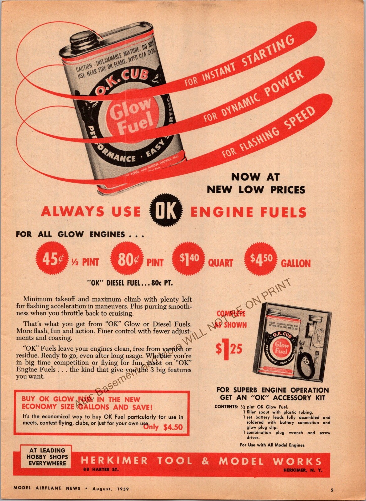 Herkimer OK Cub Glow Fuel Print Ad Wall Decor Ephemera 1959