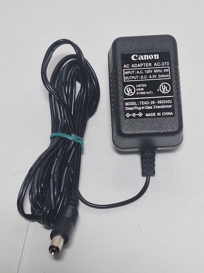 Canon AC Power Adapter AC-370 for Calculator Models P23-DH & P11-DH 6.3V 240mA