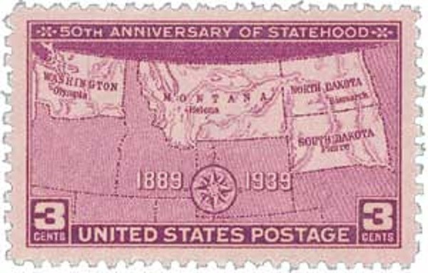 1939 Four States Statehood 3 cents US Postage Stamp Scott #858  MINT