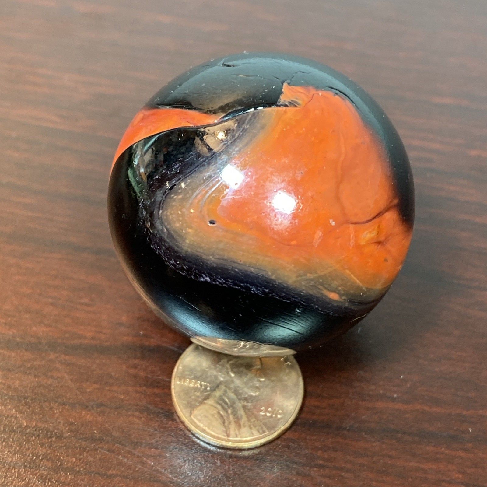 VACOR TWISTER 1.6” Electric Orange Black Boulder MEGA Mammoth Toe Breaker Marble