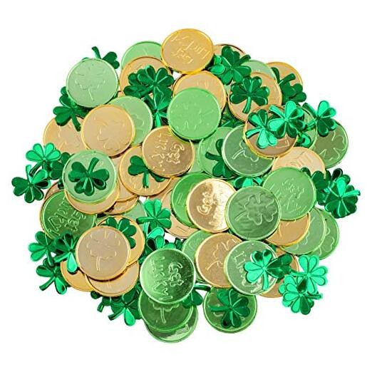 Whaline St Patricks Day Table Decorations, 100 Pcs Plastic Good Luck 1 inch