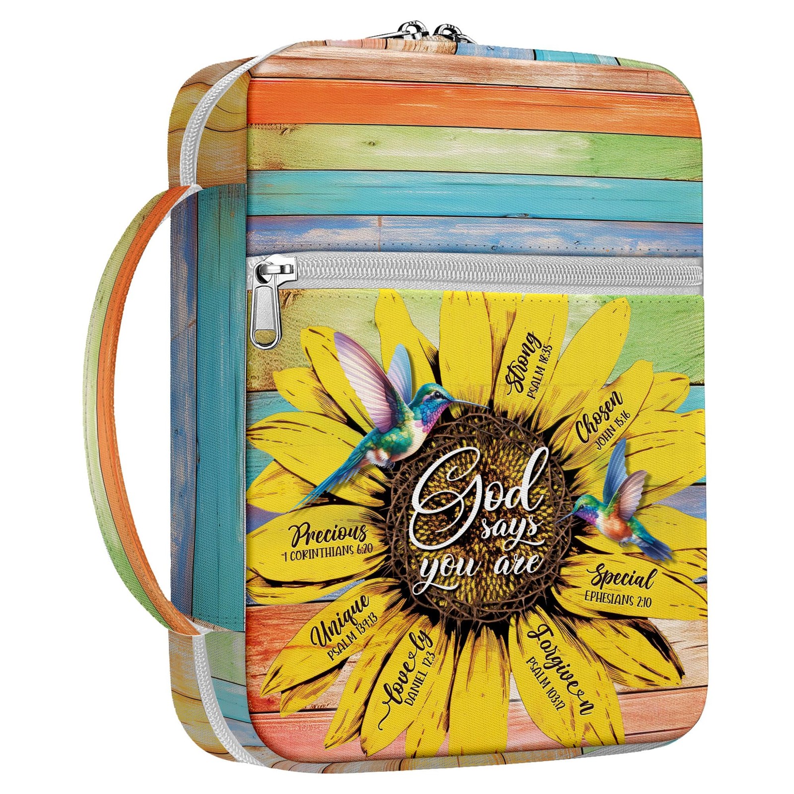 Colorful Canvas Bible Case for Women, Portable Zippered Bag, Christian Gift