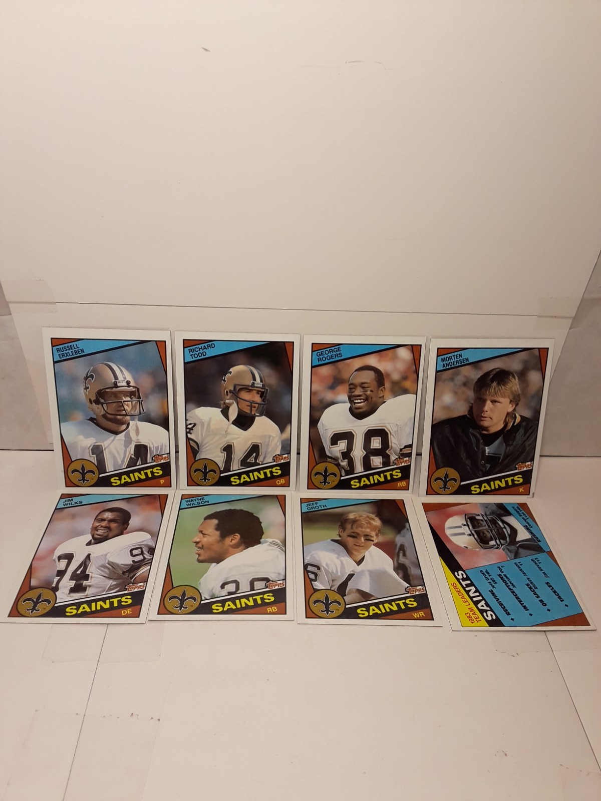 Lot of 8 1984 Topps Football New Orleans Saints Rogers/Todd/Anderson Etc