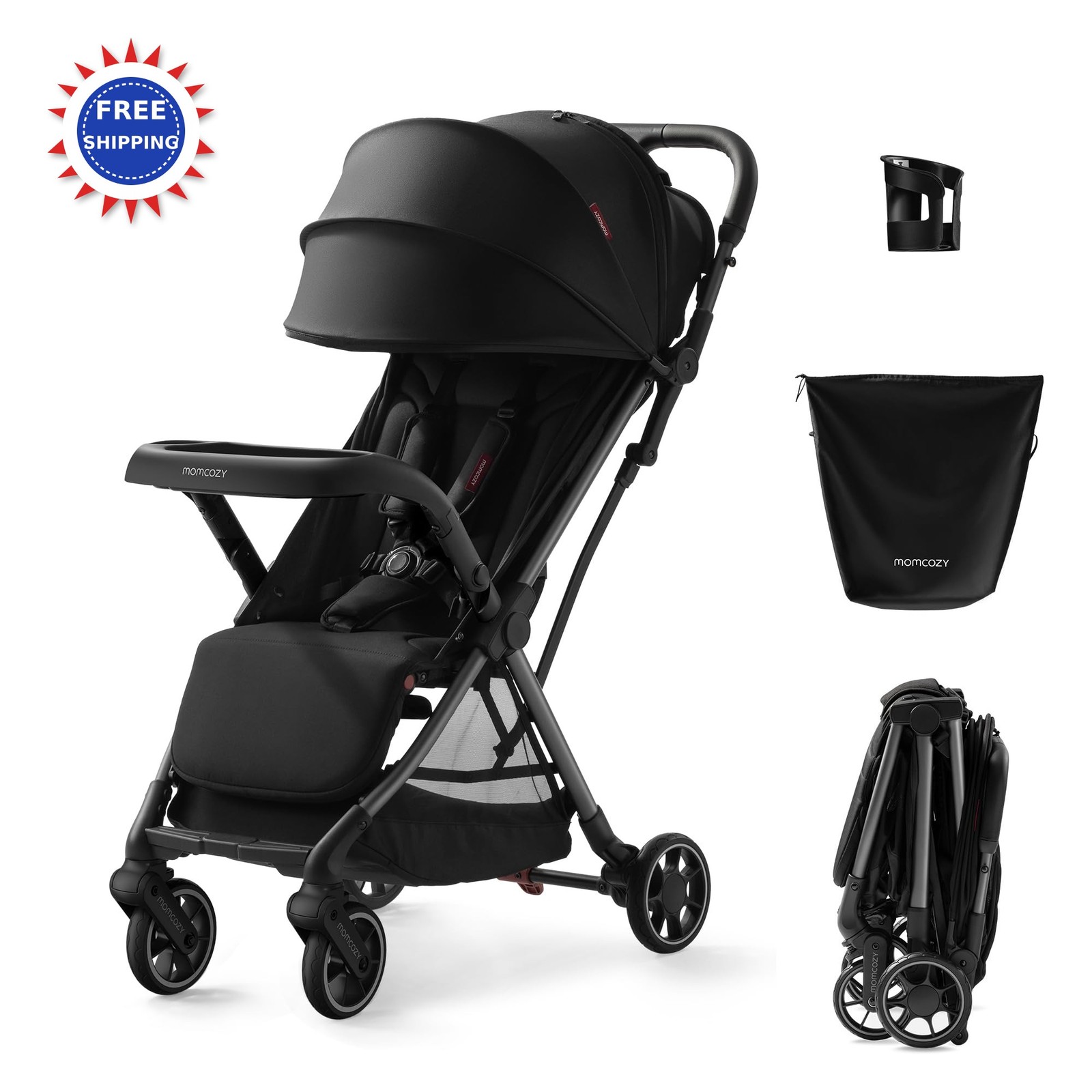 Lightweight Stroller Compact Travel Airplane One Click Fold Baby Momcozy ClickGo