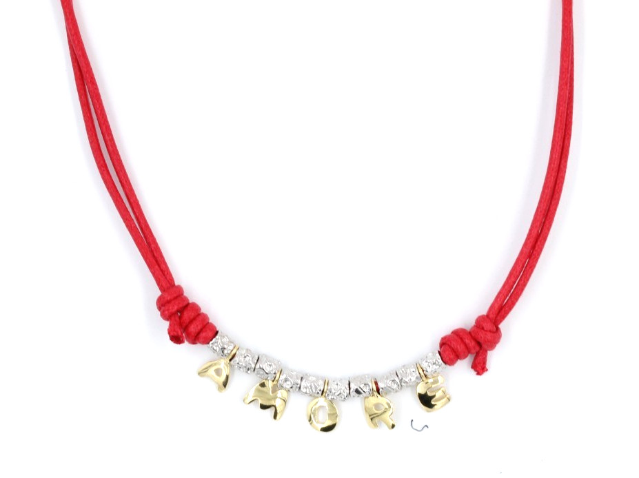 Enigma Milano Women's Silver And Cord Necklace With AMORE Writing