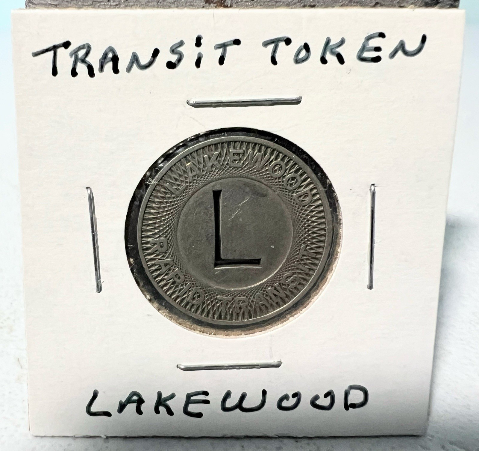 Lakewood Rapid Transit Ohio "G/F One Way Fare" Transit Token c1940 23mm