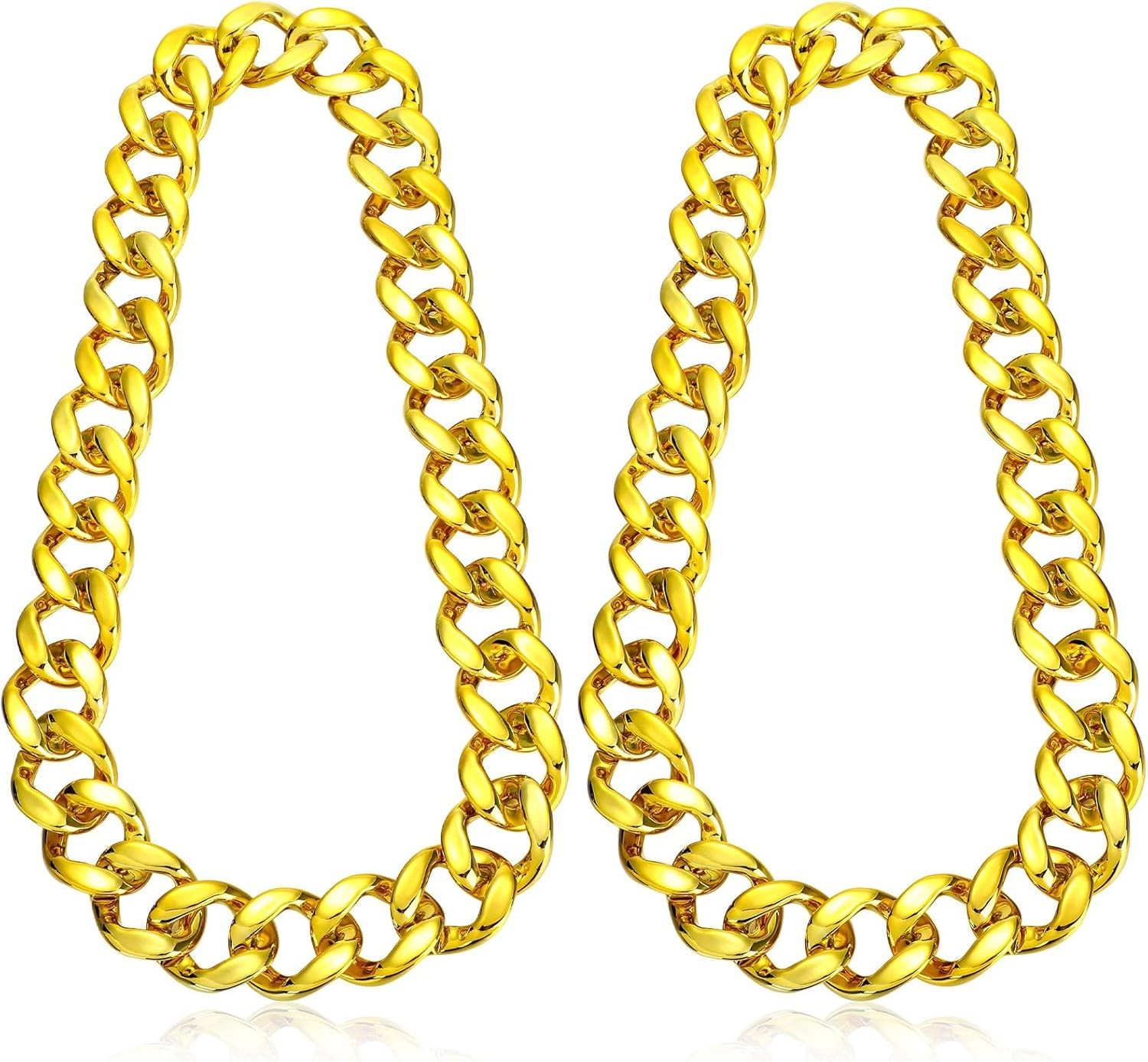 2 Pcs Fake Gold Chain Chunky Rapper Chain Necklace Plastic Big Gold Chains for 8