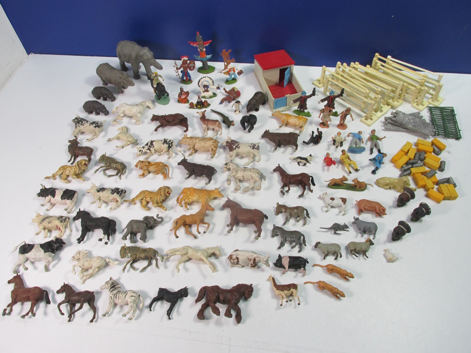 82 vintage BRITAINS ZOO FARM ANIMALS FIGURES job lot bundle farmer elephant lion