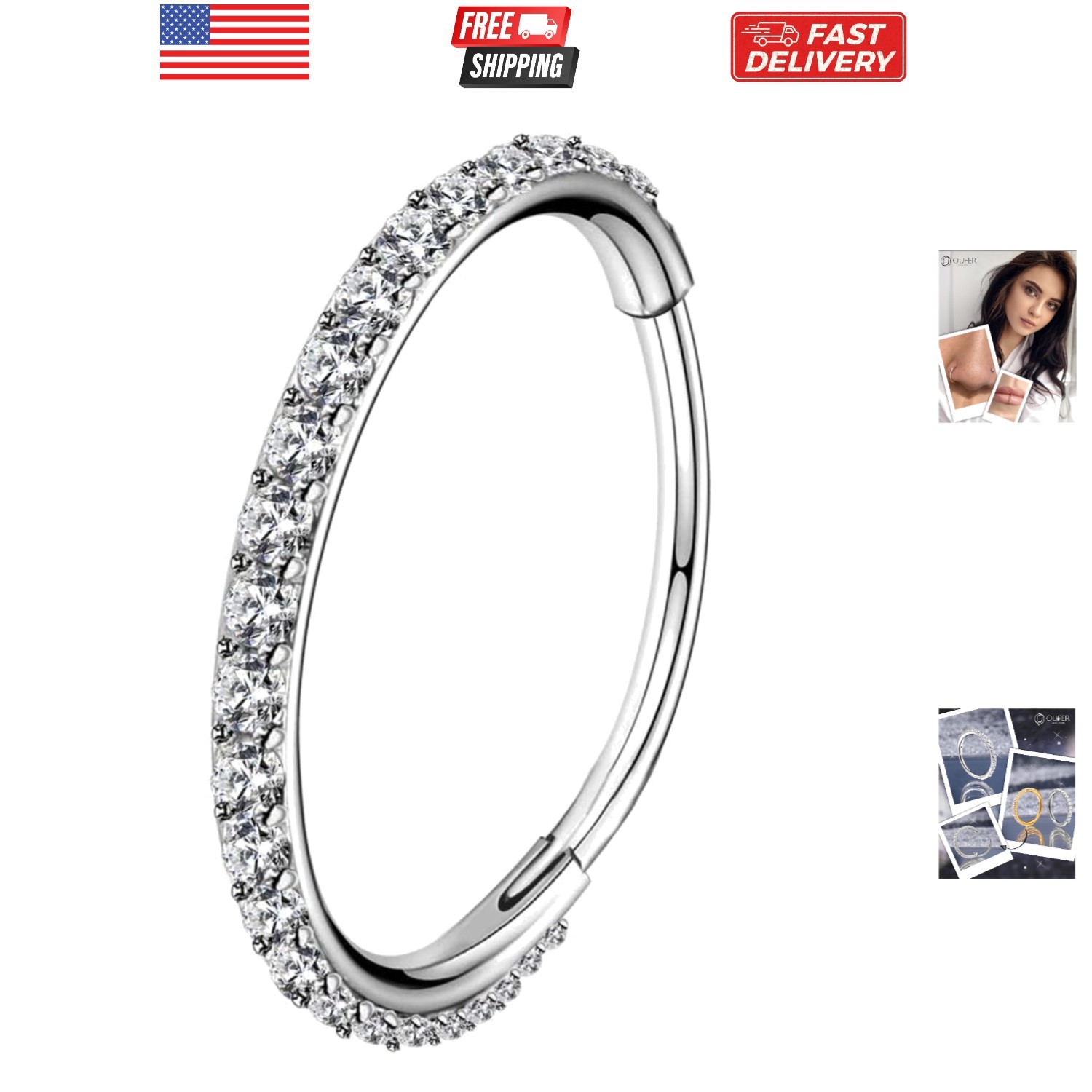 Nose Rings Surgical Steel Cartilage Earrings Tragus 316L Stainless Steel Heli...