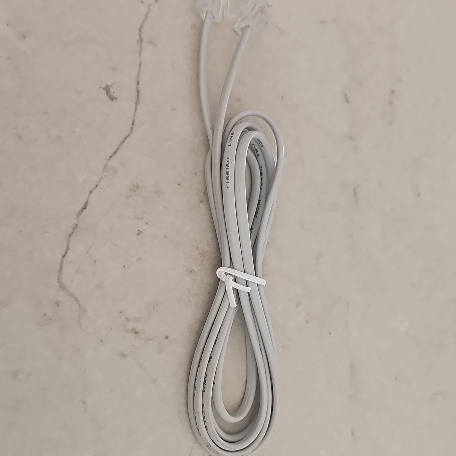 Gray Flat DSL/Phone RJ-11 Male to Male Cable Less than 10ft