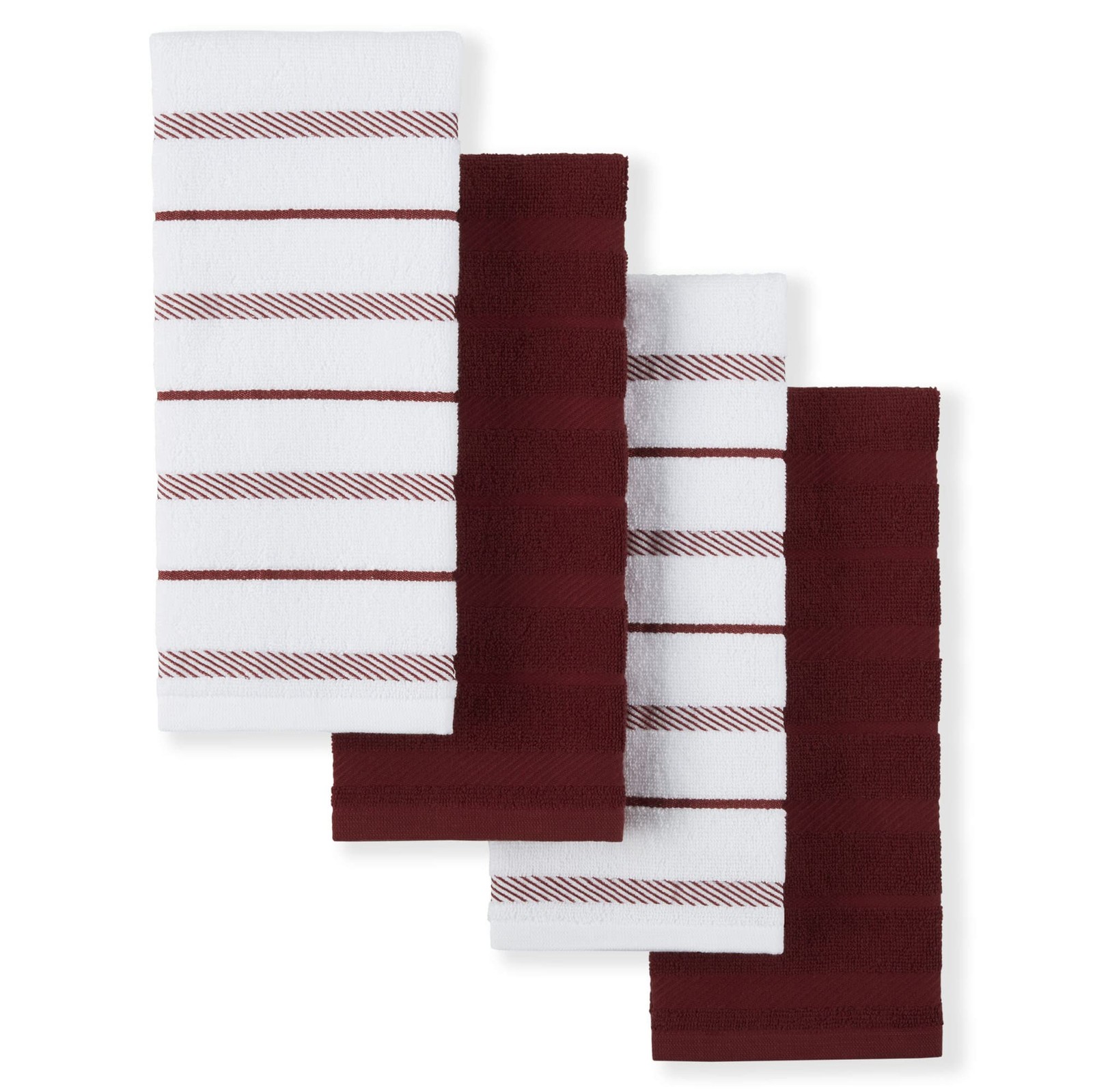 Kitchen Towel 4 Pack Set 16 x26 Smoked Paprika Red White KitchenAid Albany 16x26