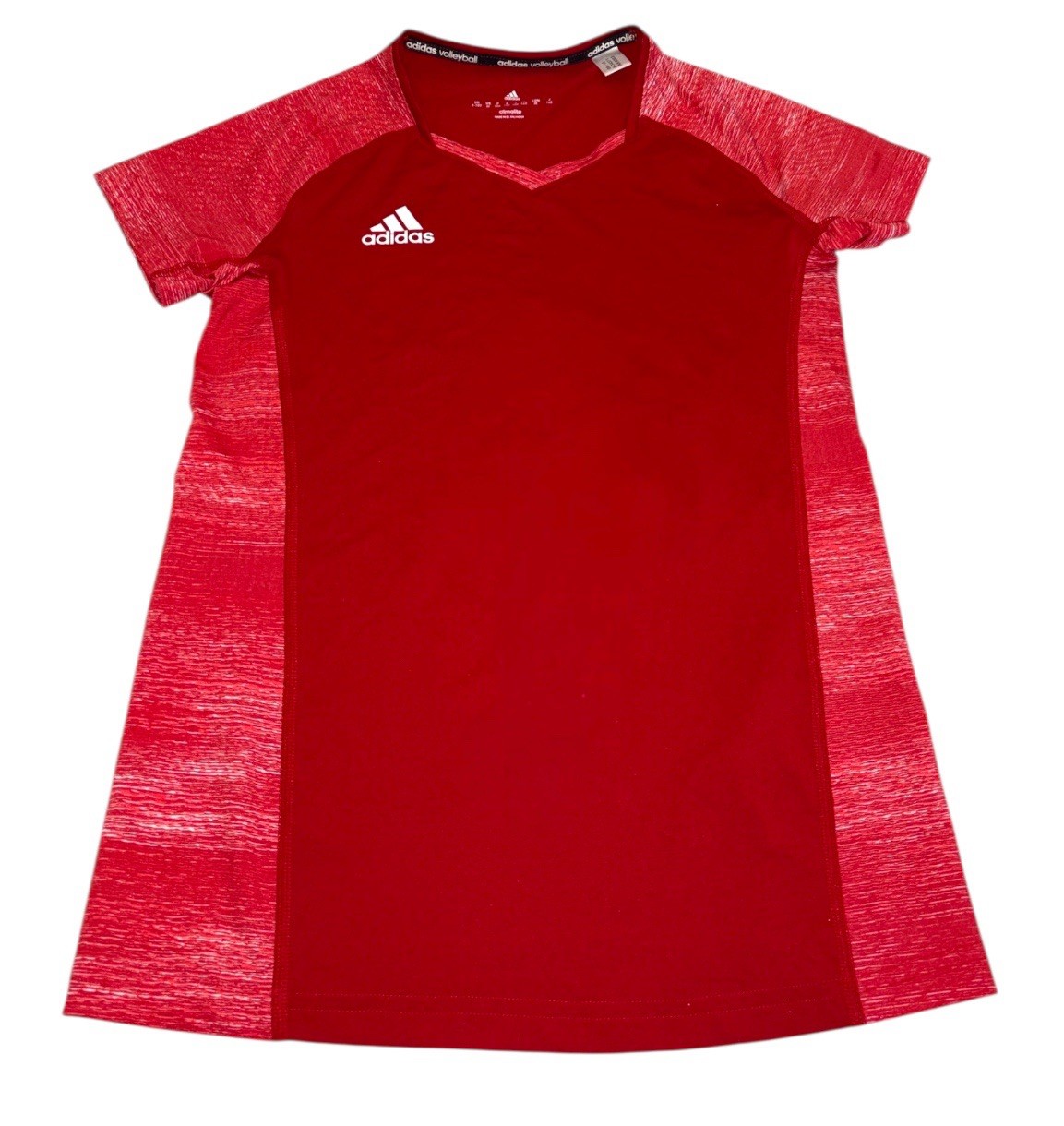 Adidas Climalite Volleyball Tee Jersey Girl's Medium Quickset Power Red V-Neck