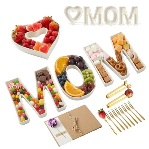 Mother’s Day Gifts for Mom - Ceramic "MOM" Letter Candy Dishes & Charcuterie 