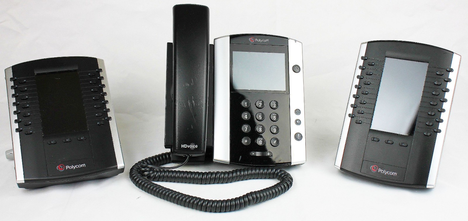 POLYCOM VVX 500 Business Phone & 2- VVX Color Expansion Modules ~ Used, Untested