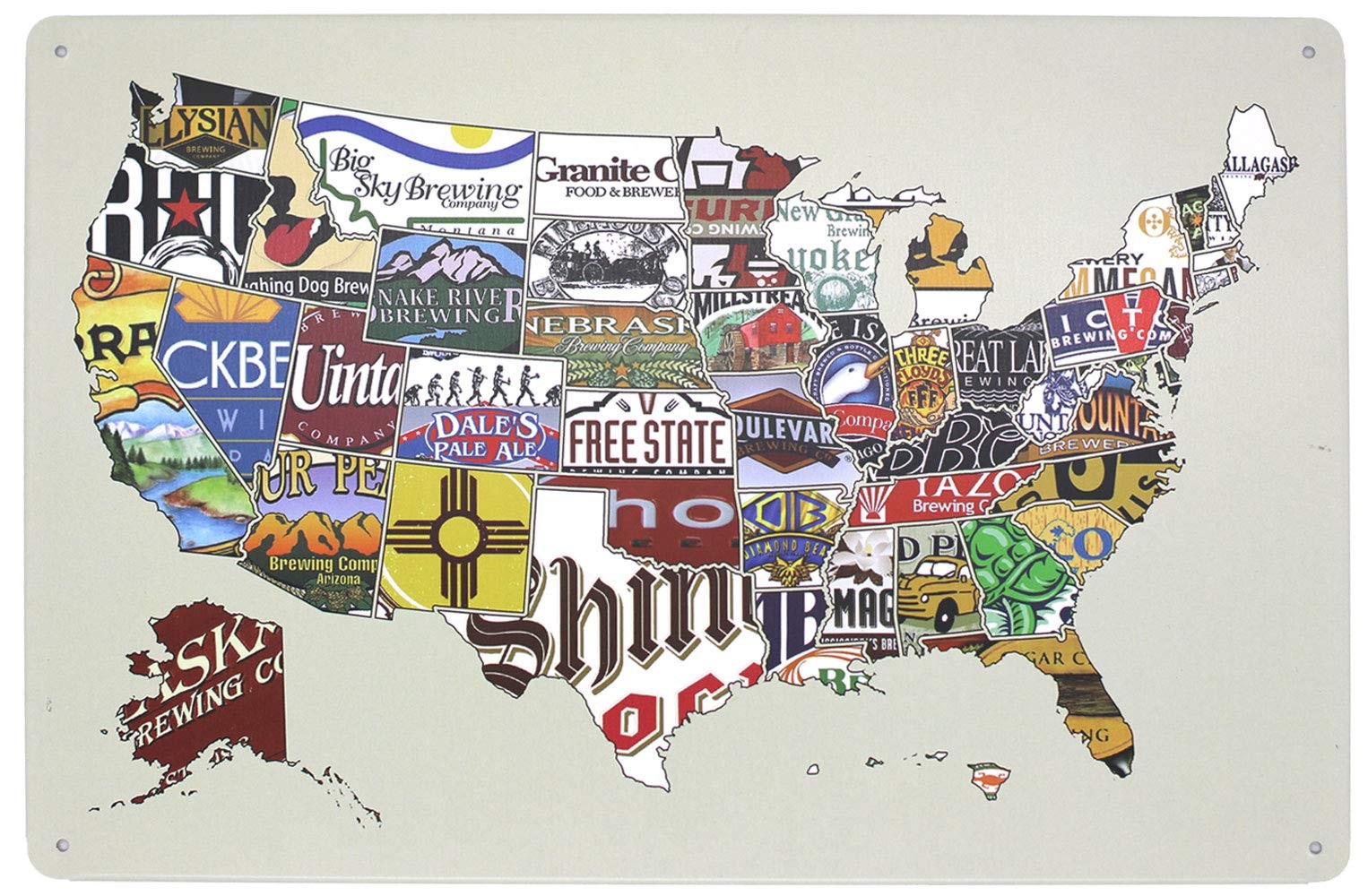American Craft Beer Week Beer States Map Plaque Metal Tin Sign Wall Decor