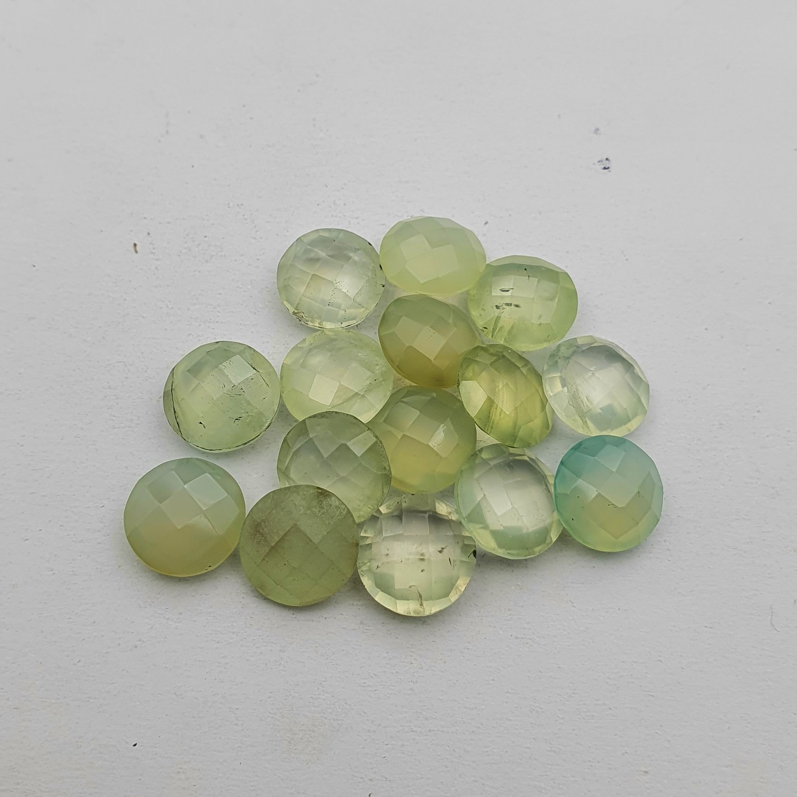 Natural Prehnite Round Briolette Cut 10 MM 49 CT 15 Pcs