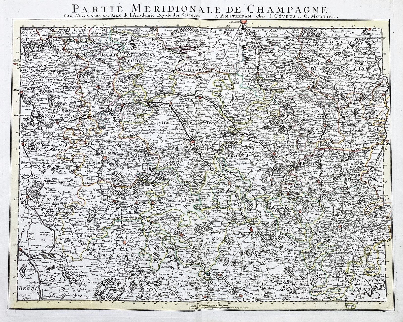 Champagne Wine Region Wine France Map Card Carte Delisle Mortier Engraving 1750
