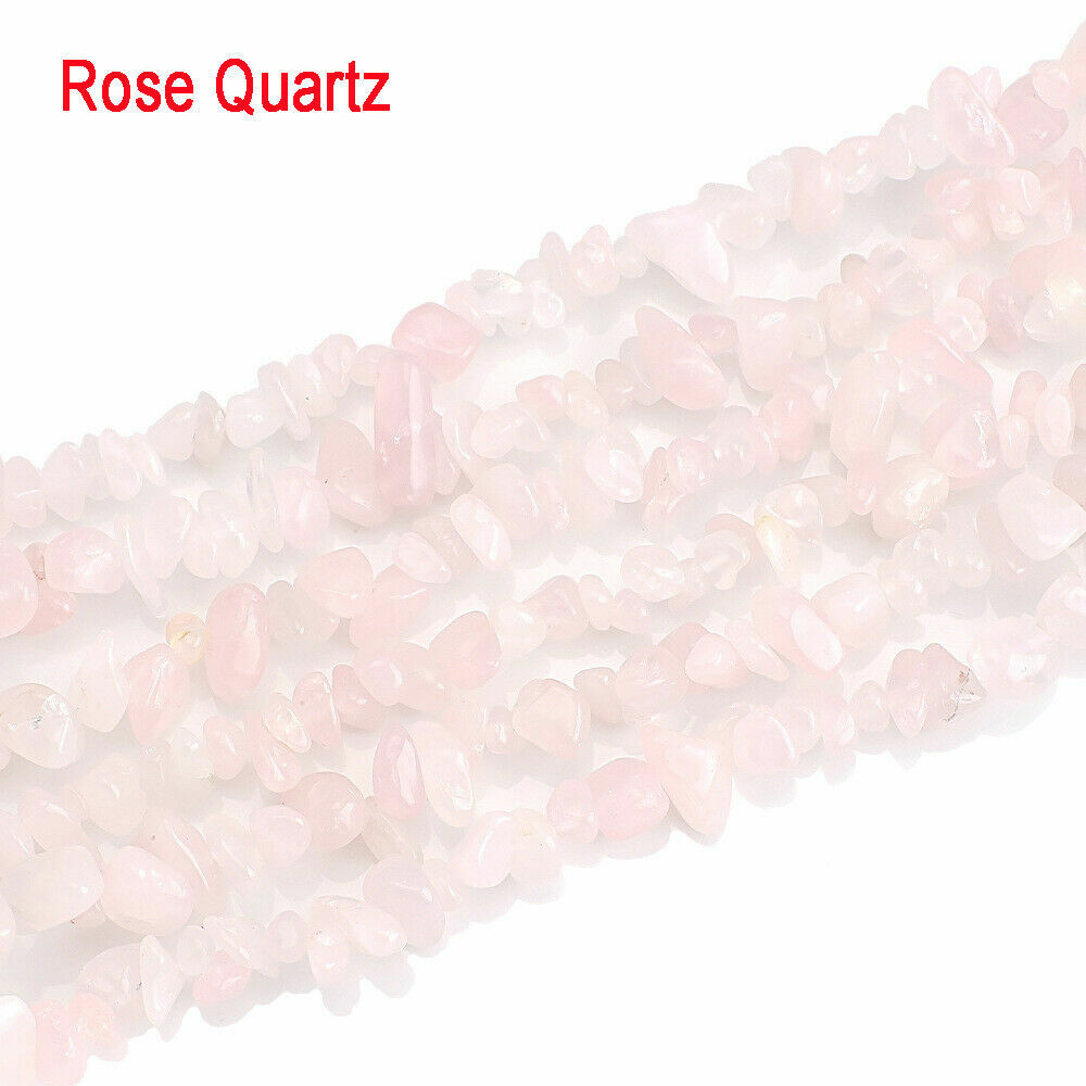 10 String（10X34"）Rose Quartz Natural Gemstone Chips Beads Jewelry Making 5-8mm