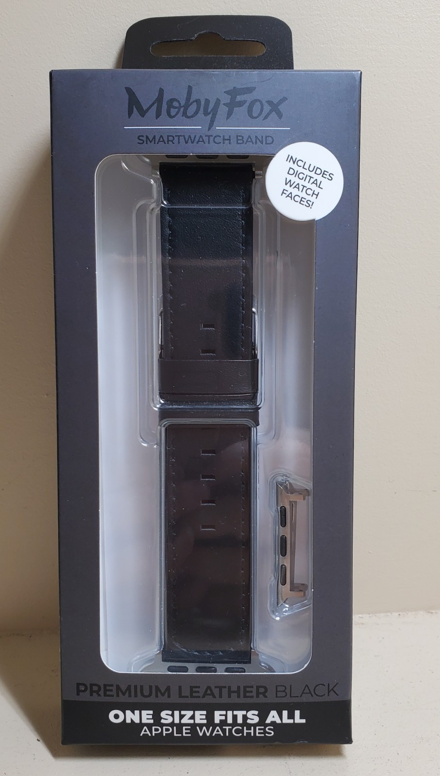 MobyFox Leather Apple Watch Band Black (1 Size Fits All Apple Watches) BRAND NEW