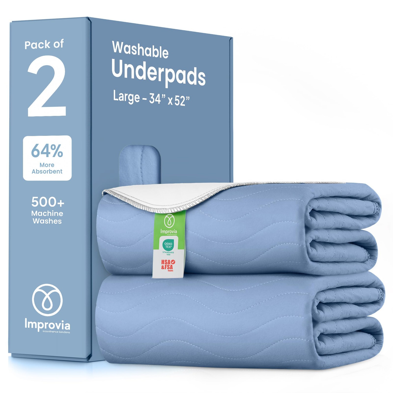 Washable Underpads 34 x36 Pack Waterproof IMPROVIA Heavy Absorbency Reusable