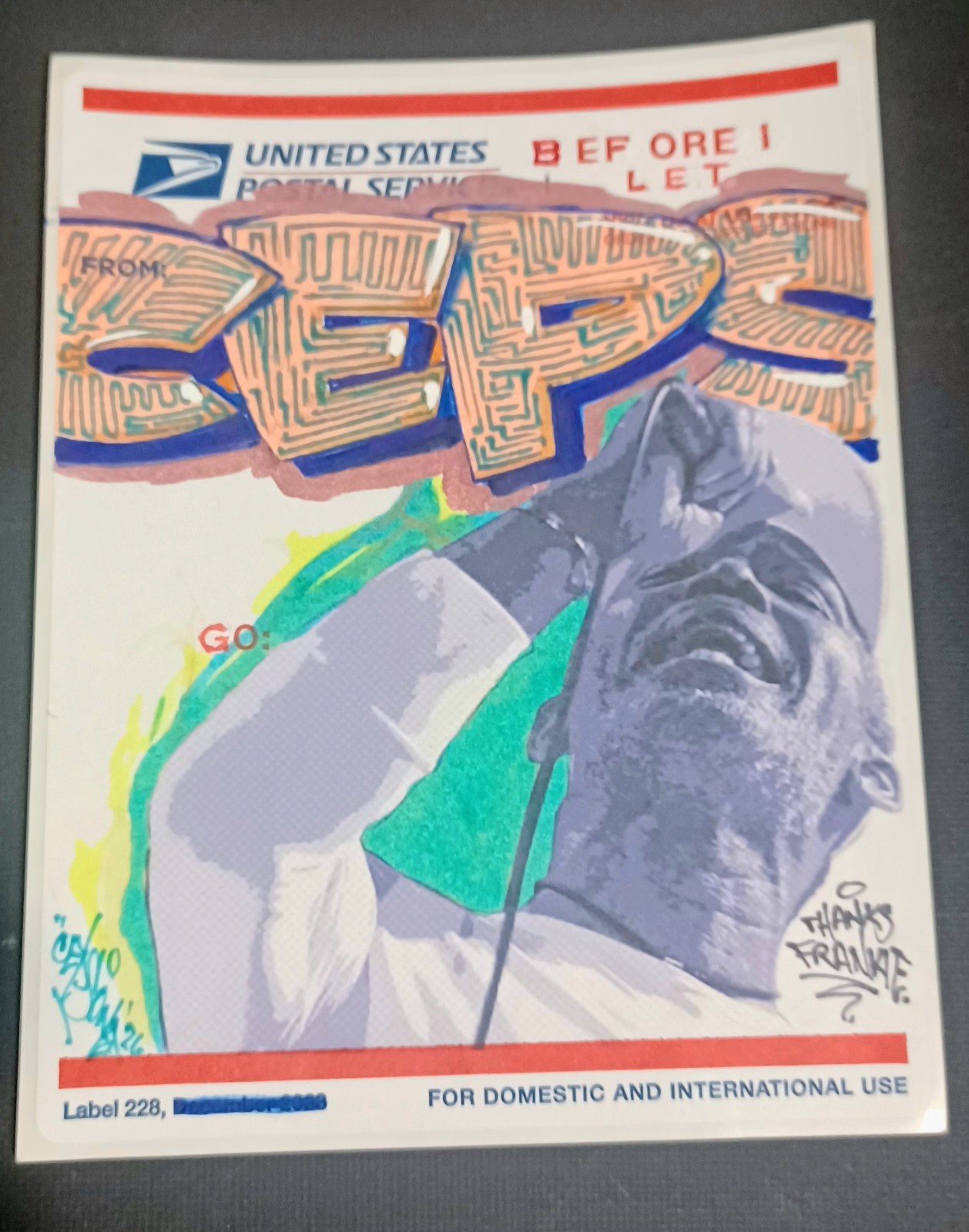 Priority Mail Label 228 Graffiti Art Sticker - Hip Hop RnB Jazz Frankie Beverly 