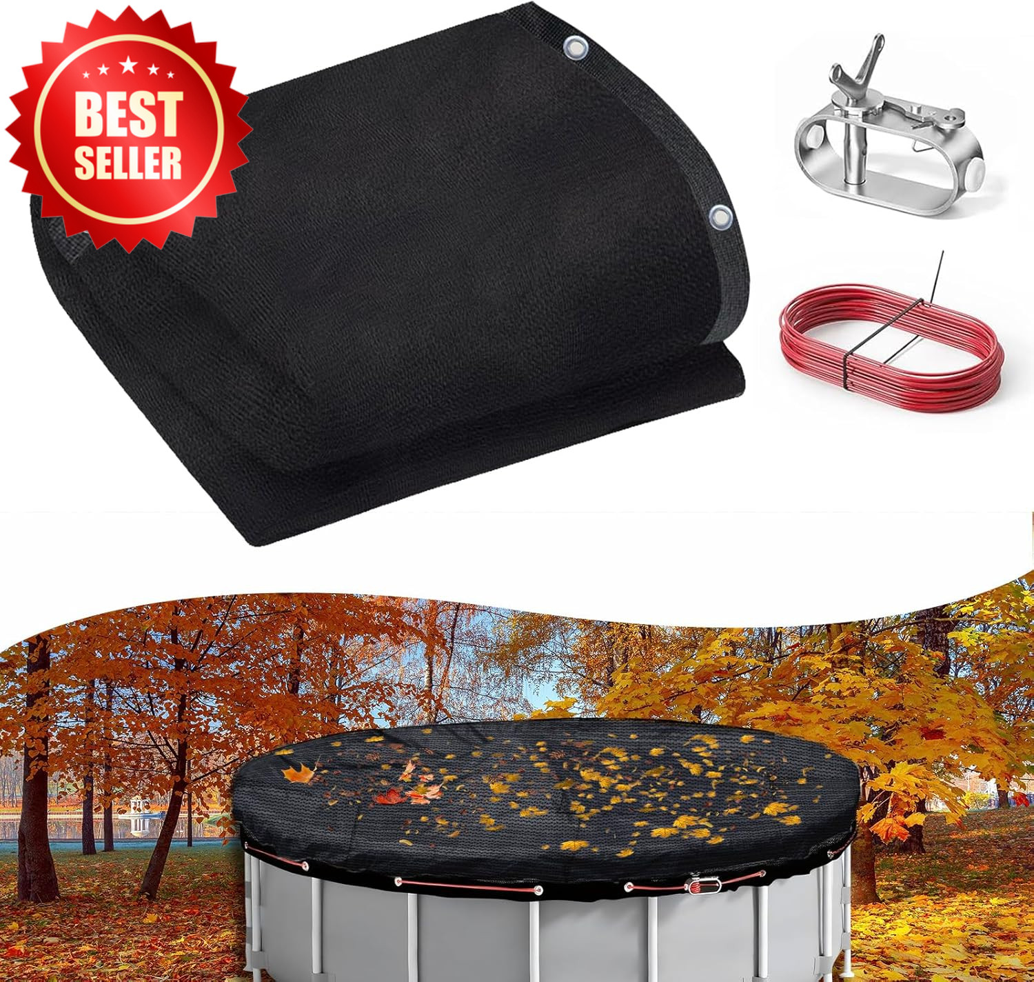 24 Ft Round Above Ground Leaf Net Pool Cover Heavy-Duty Mesh US