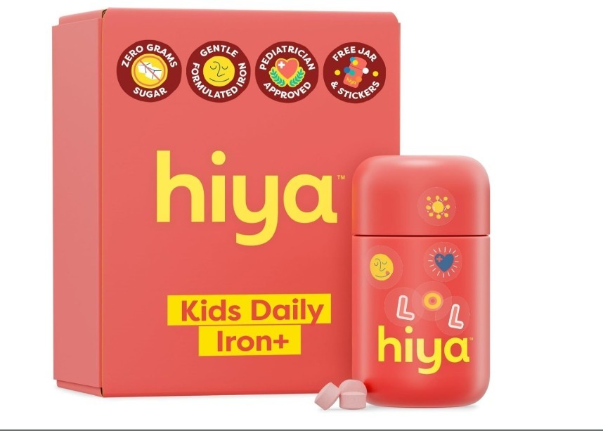 Hiya Kids Iron+ Chewable Strawberry Sugar-Free Non-GMO Supplement 30 Tablets