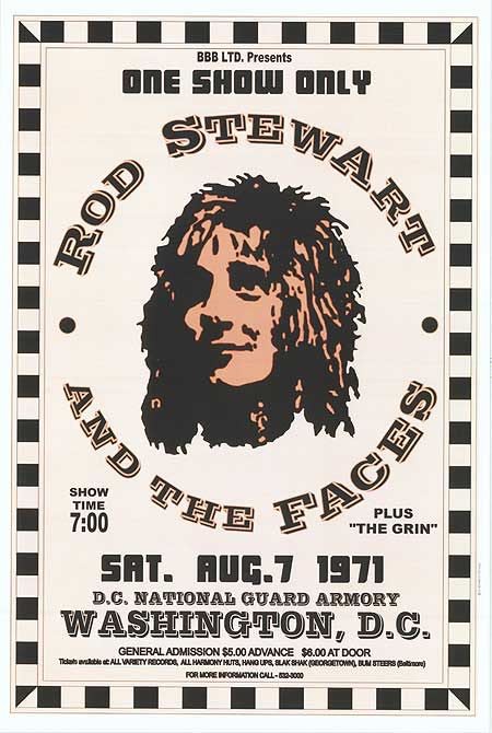 Rod Stewart And The Faces Concert Poster Aug 7 1971 12x8in Metal Sign