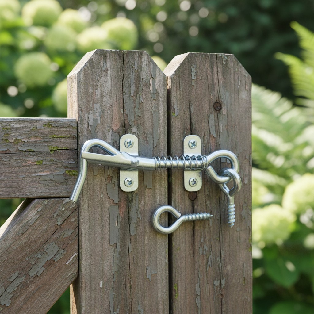 Zinc Plated Wire Gate Hook & Eye Latch Pack of 4 with Easy Spring Lock Features