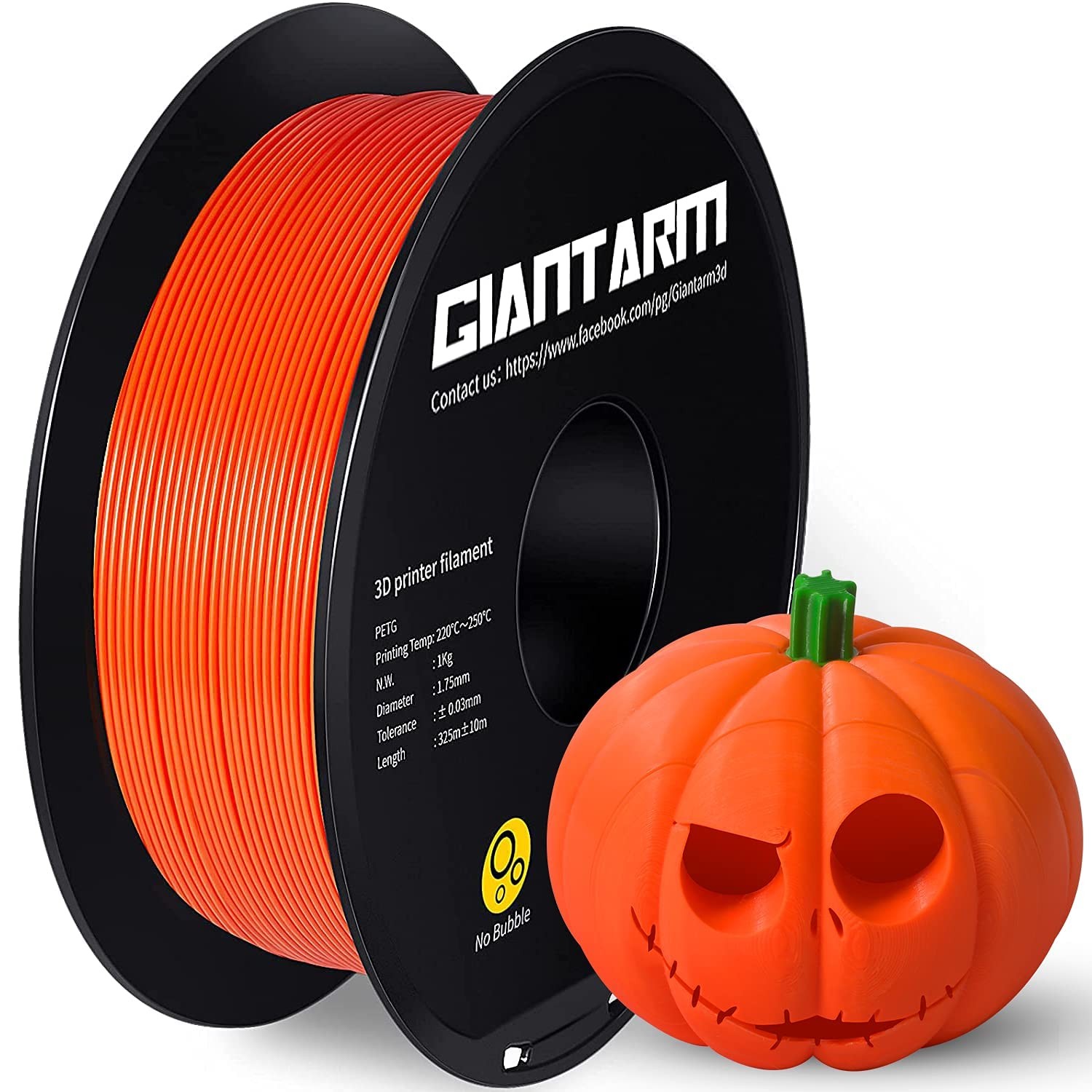 GIANTARM Orange PETG 3D Printer Filament Toughness Enhanced 1kg Petg 