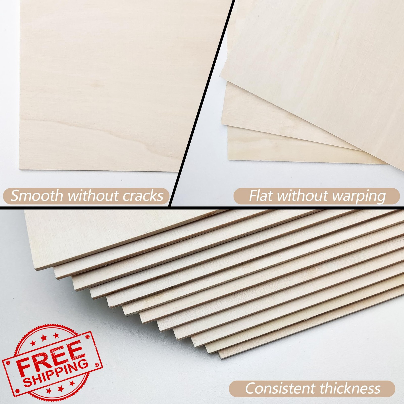 36pk Basswood Sheets 1/8" 12x12" Laser Cutting Wood Crafts