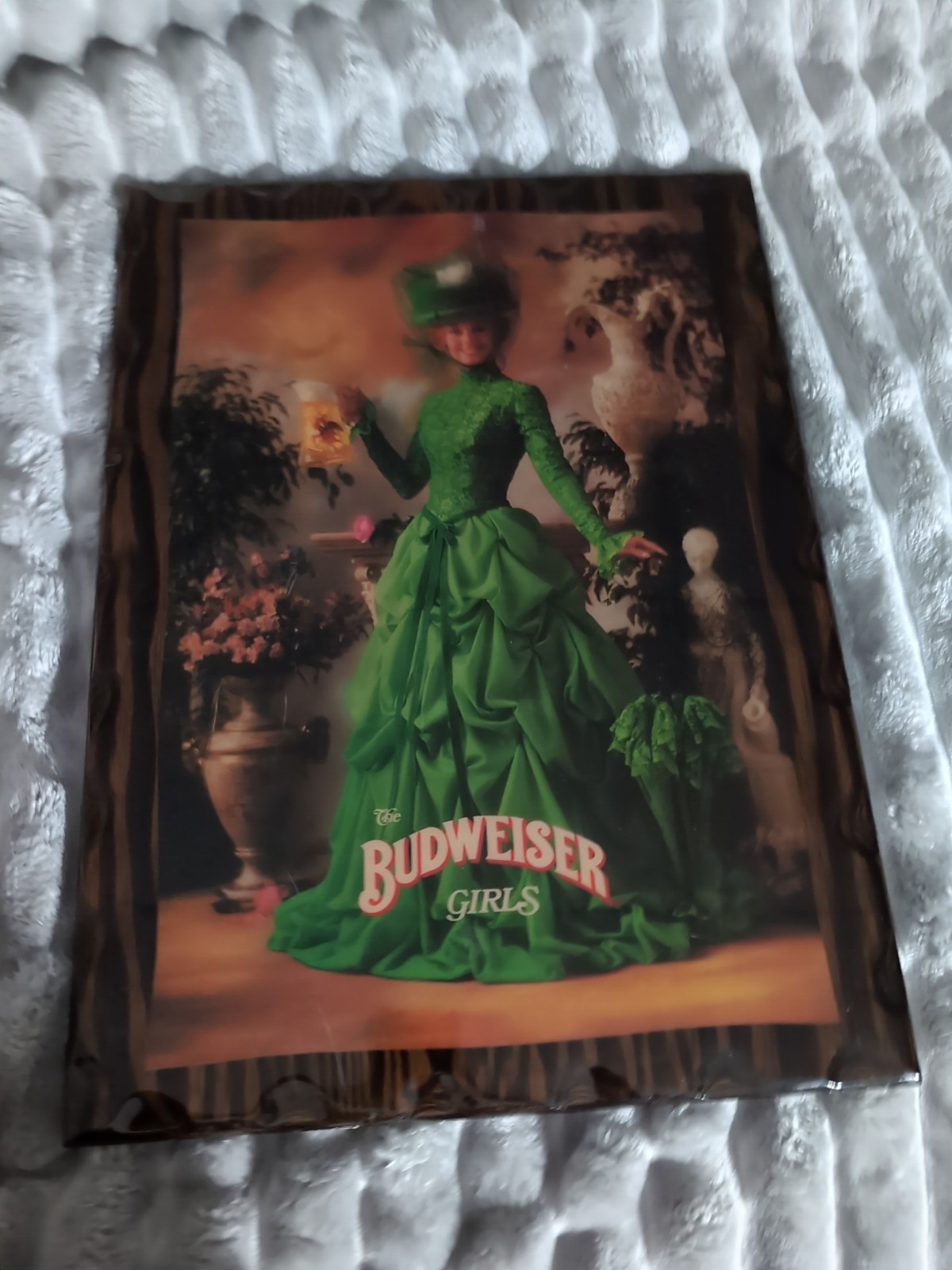 Vintage The Budweiser Girls Wooden Frame Resin Cover