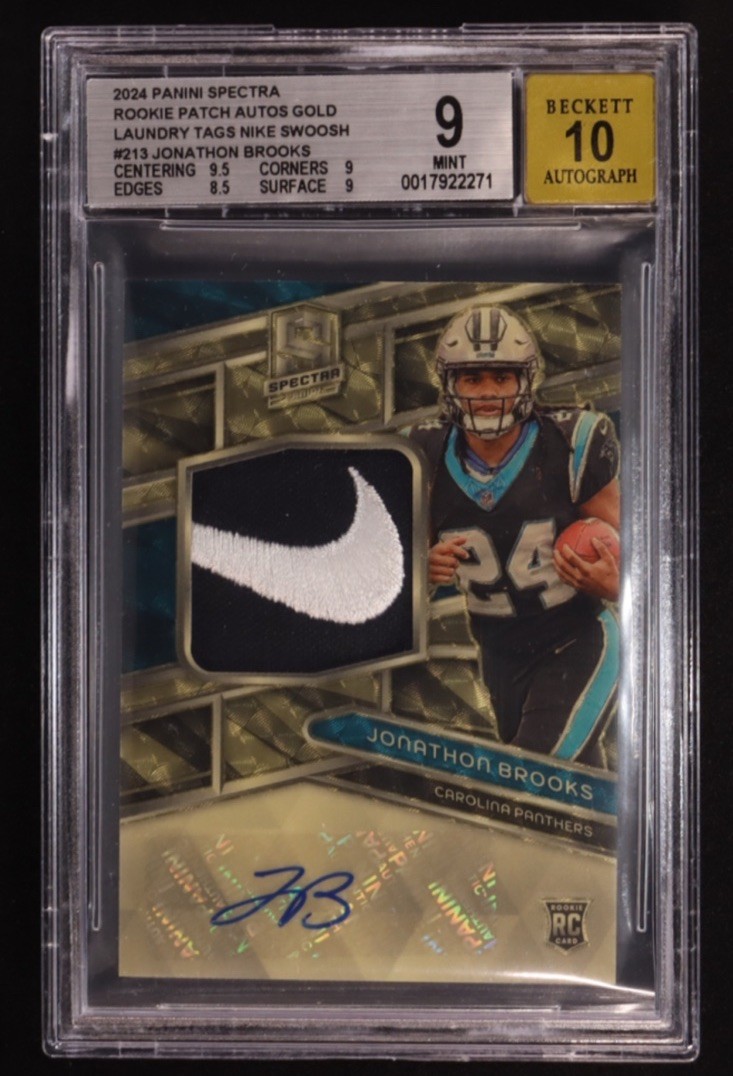 2024 Panini RPA Gold Laundry Tag Nike Swsh Jonathon Brooks RC 1/1 BGS 9 Auto 10