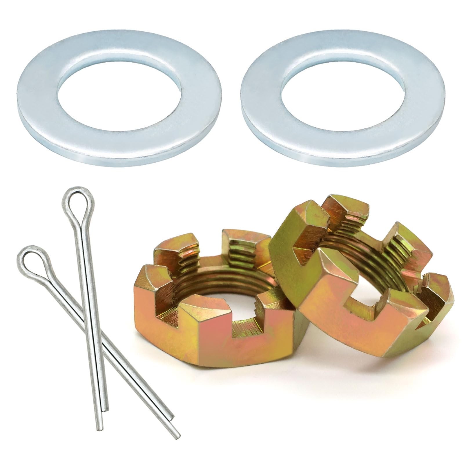 2 Sets Trailer Nut Kit for 1" Shaft Spindle, Includes Normal, Brass 