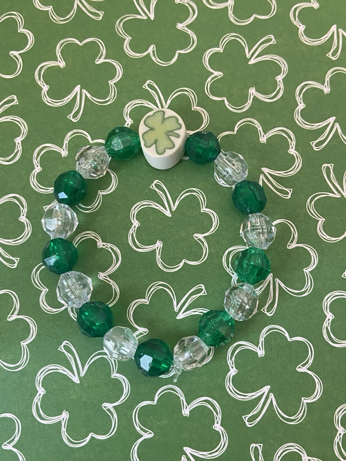 St Patrick Bracelet Shamrock Bracelet Beaded Bracelet Girls Kids Jewelry Gifts