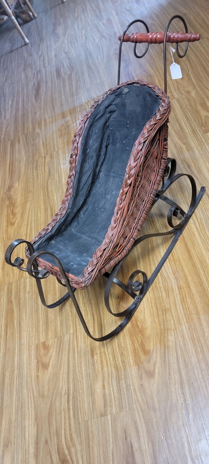 Victorian Doll Sleigh Snow Ride Wicker Wrought Iron Wooden Buggy Vintage 