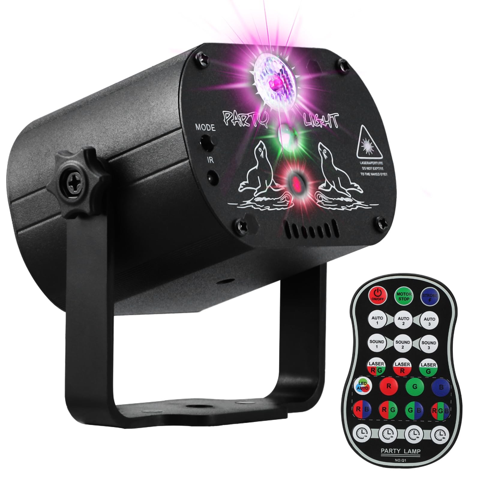 DJ Disco Stage Party Lights, LED Sound Activated Laser Light RGB Flash Strobe...
