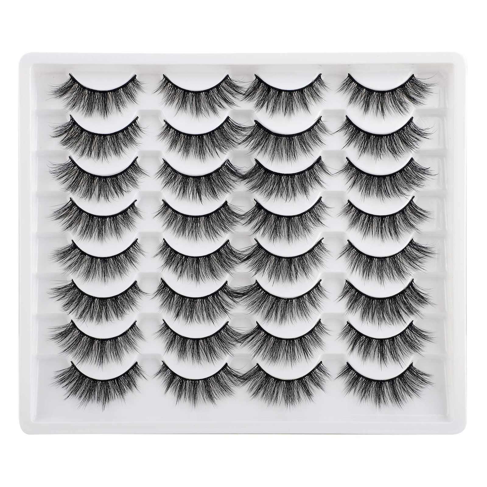 JIMIRE 16 Pairs Cat Eye False Eyelashes Fluffy Natural Fake Lashes 3D Volume La