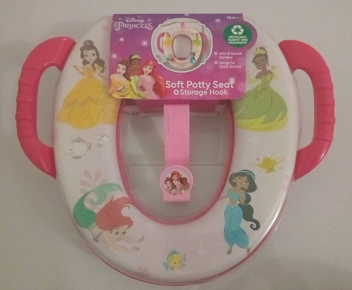 New Disney Princess Soft Potty Seat+ Storage Hook w Easy Grip Handles Belle 18M 