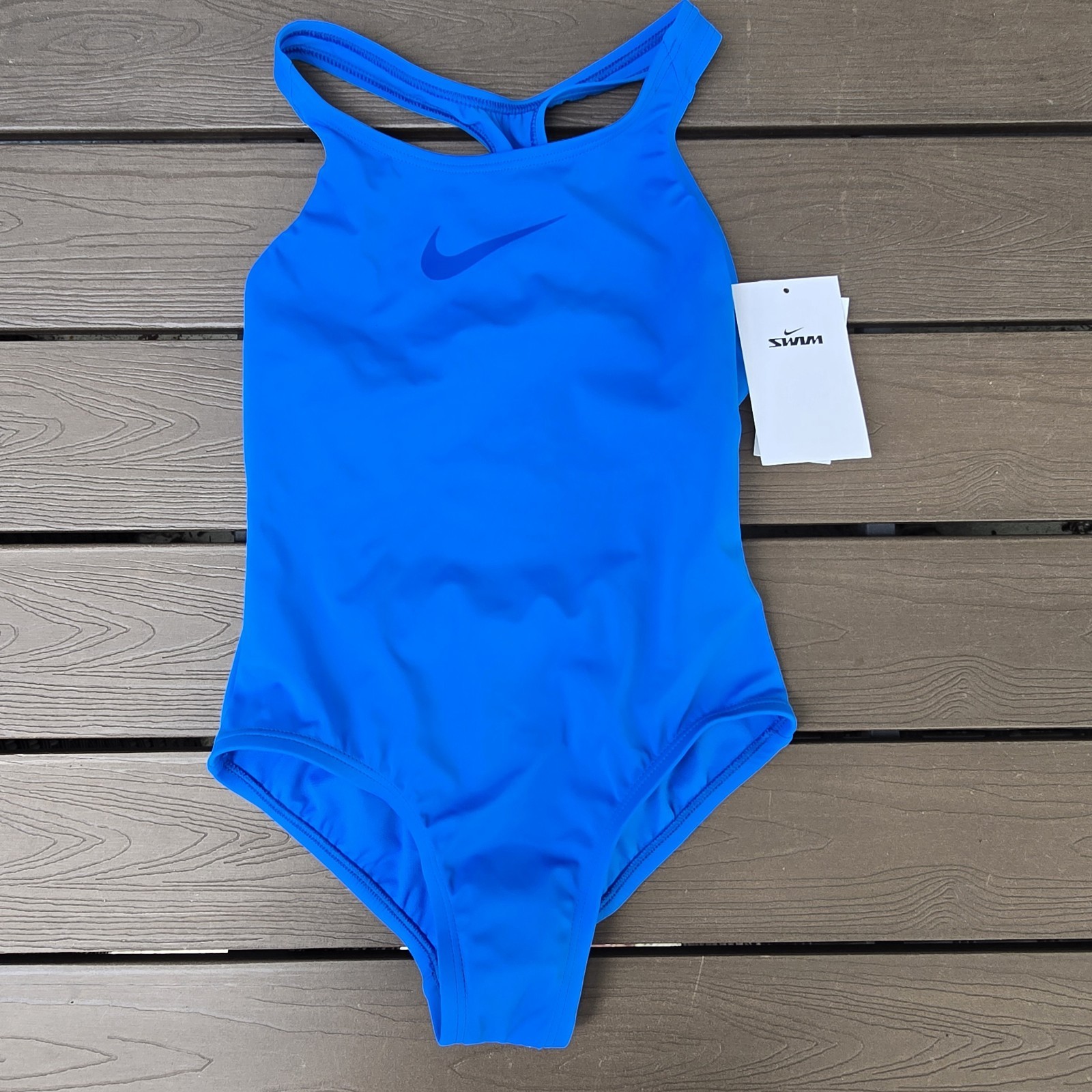 Nike Swim Girl's Solid Royal Racerback Swimsuit NESSB711 Size XL New