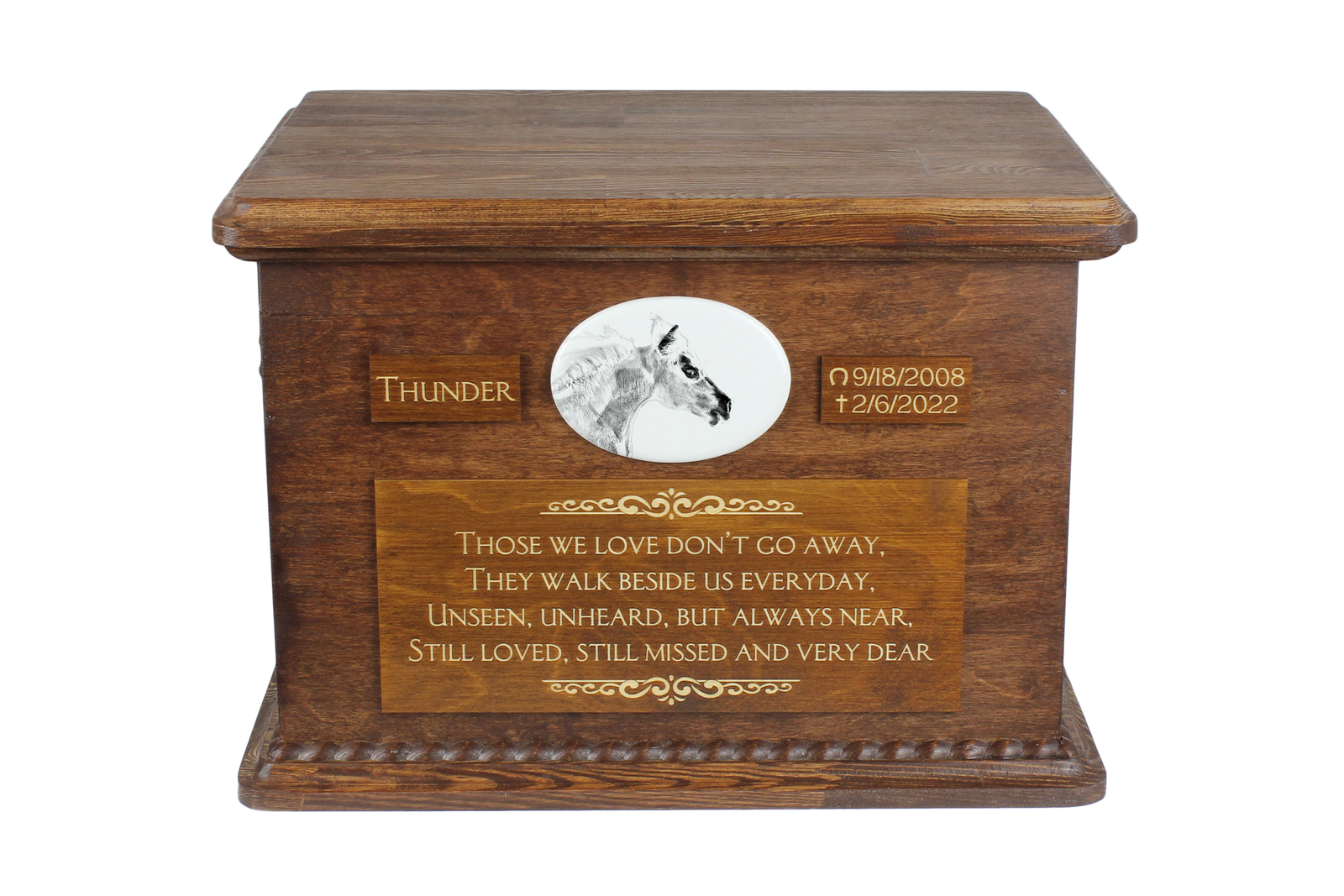 Falabella Holzurne With A Standing Statue Art-Dog