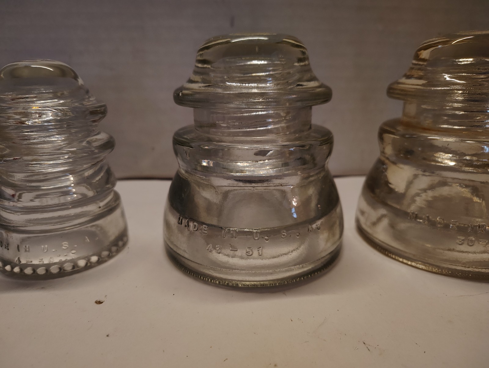 Antique Clear Hemmingray Insulators (Great Condition)